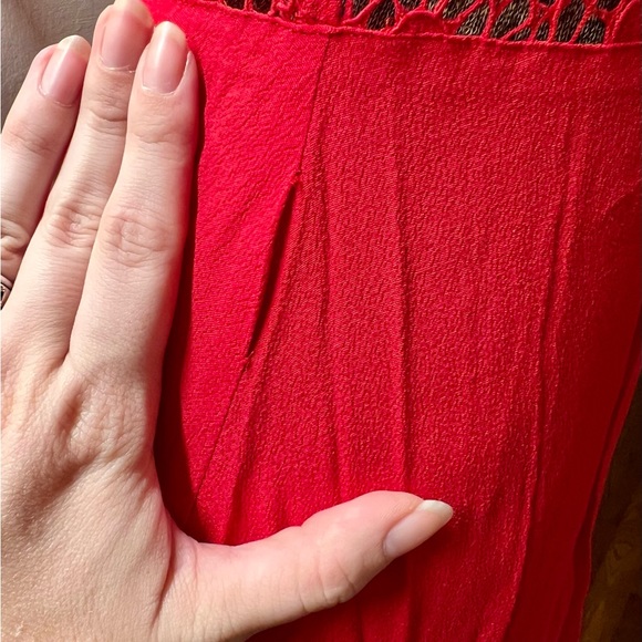 🌹🌸For Love & Lemons Red Lace Floral Embroidered Mini Dress Size S🌸🌹 - Picture 6 of 7